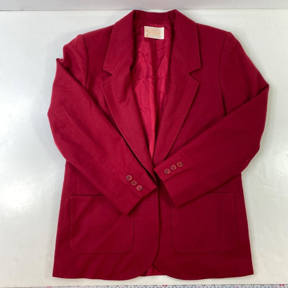 Vintage Pendleton Womens Red Wool Blazer Jacket Size 8